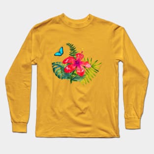 Tropical Hibiscus Long Sleeve T-Shirt